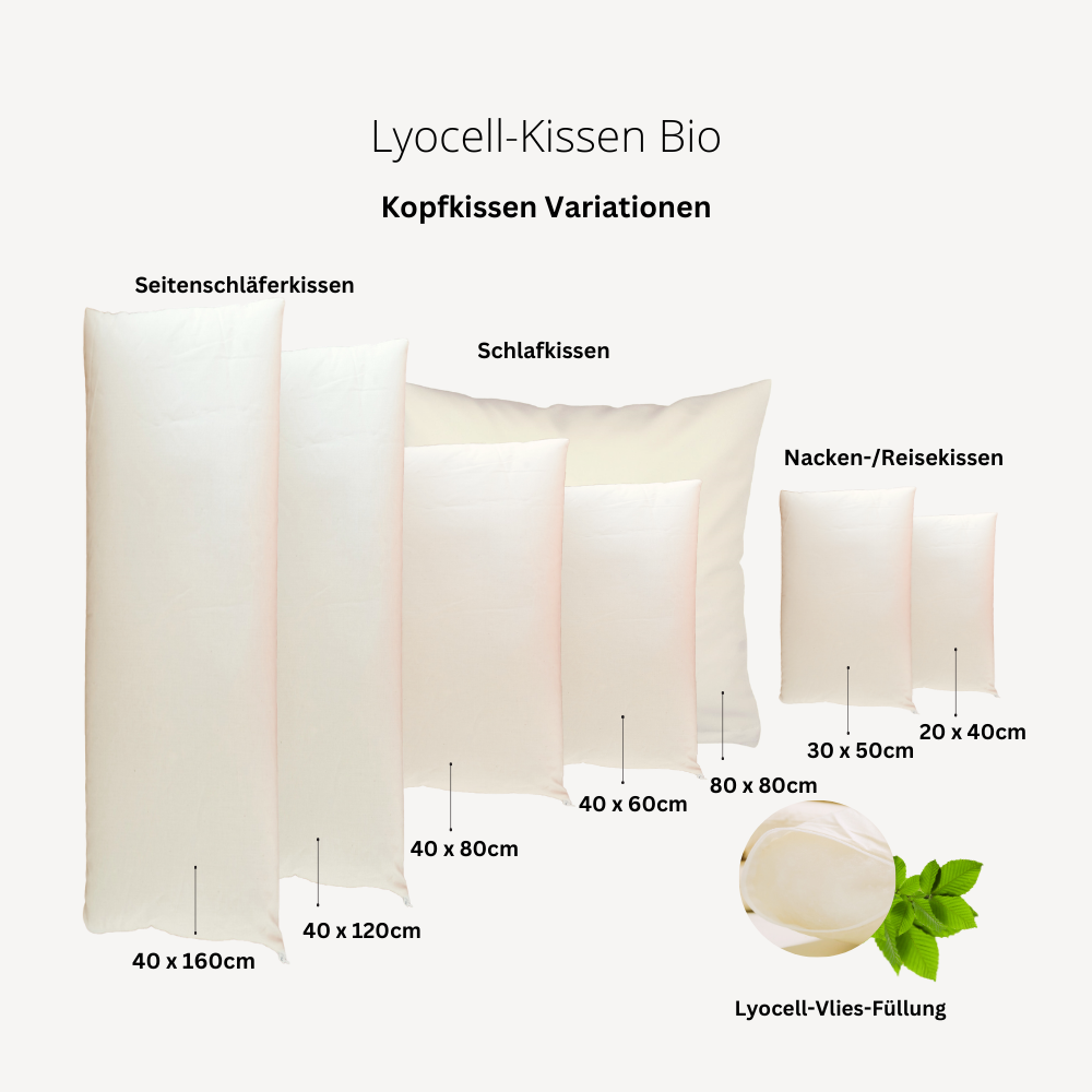 Lyocell-Vlies-Kopfkissen "Lina" mit glattem Bezug Bio